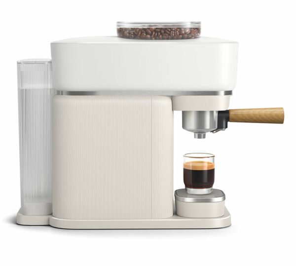 Machine expresso broyeur PHILIPS Baristina BAR302/20 Baristina premium blanche porte-filtre en bois – Image 2